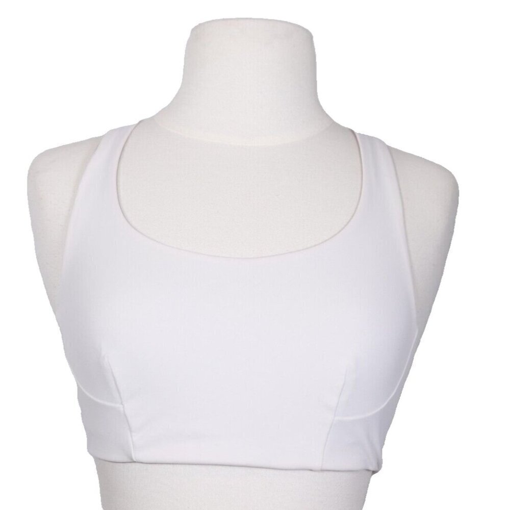Lululemon Women's 6 White Sports Bra Scoop Neck Racerback Athletic Jogging Top